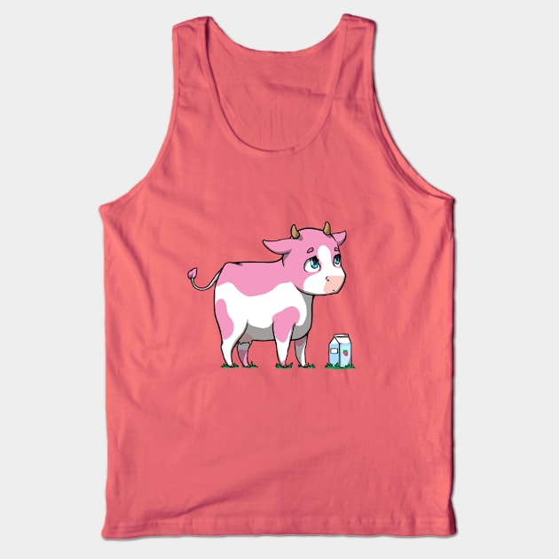 cute strawberry milk cow Tank Top by BlackRabbitLabel